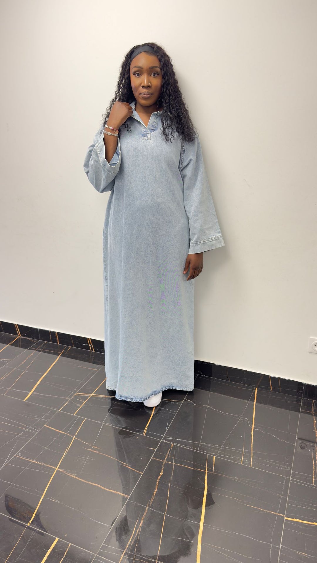 ROBE JEAN MASTOUR BLEU CLAIR