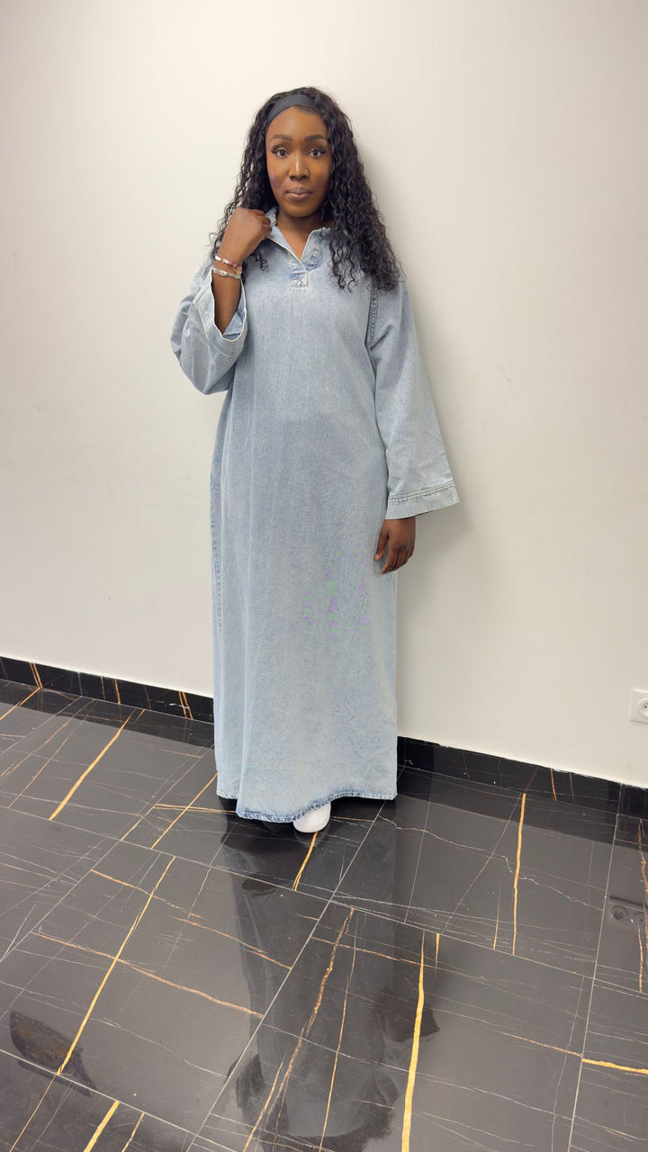 ROBE JEAN MASTOUR BLEU CLAIR