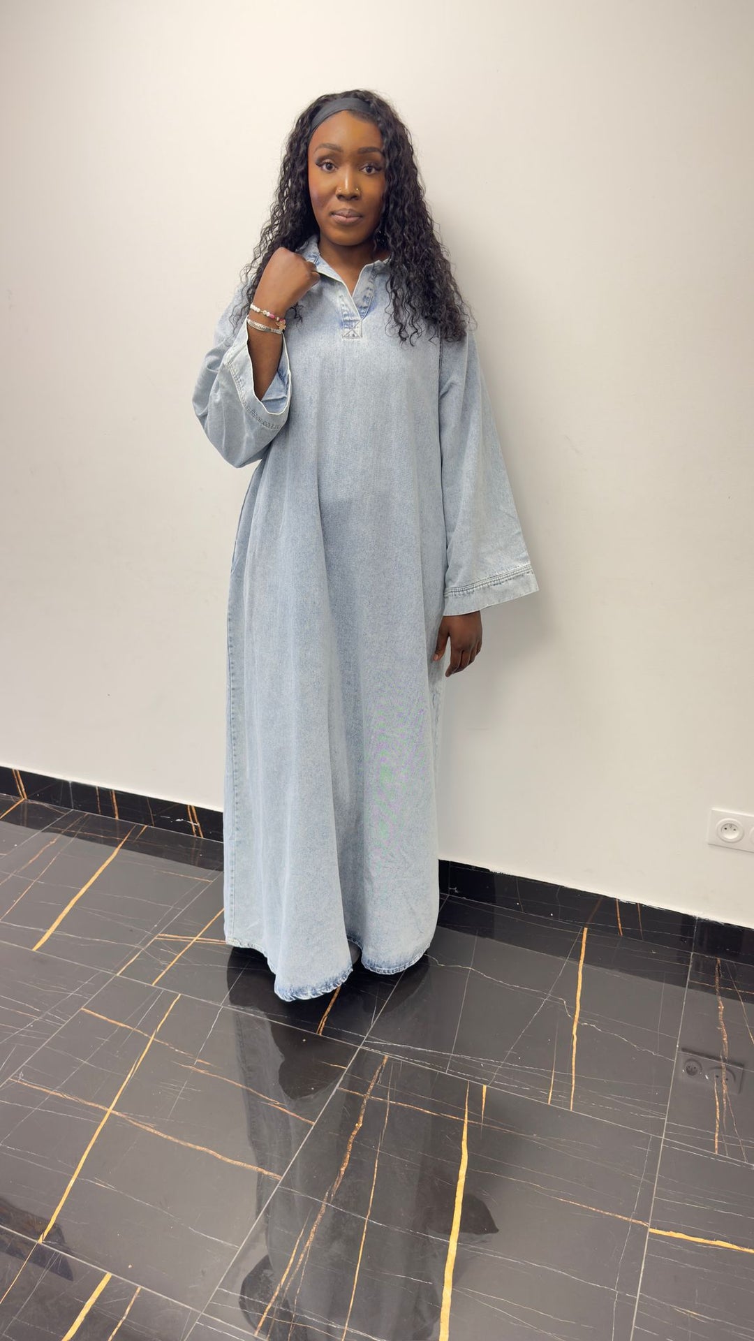 ROBE JEAN MASTOUR BLEU CLAIR