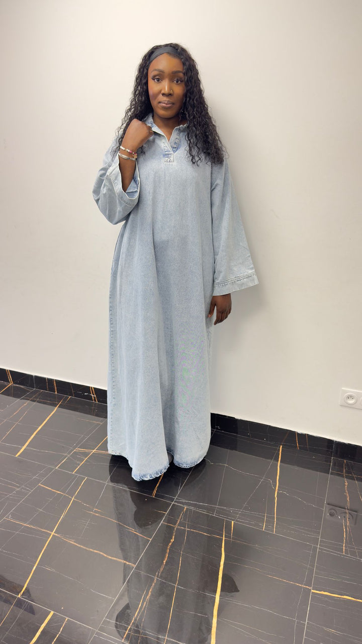 ROBE JEAN MASTOUR BLEU CLAIR