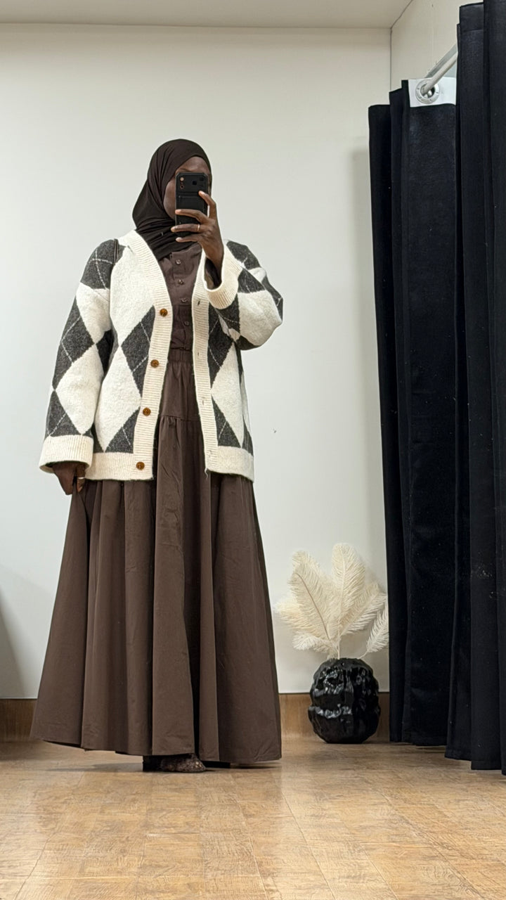 Cardigan bicolore à boutons