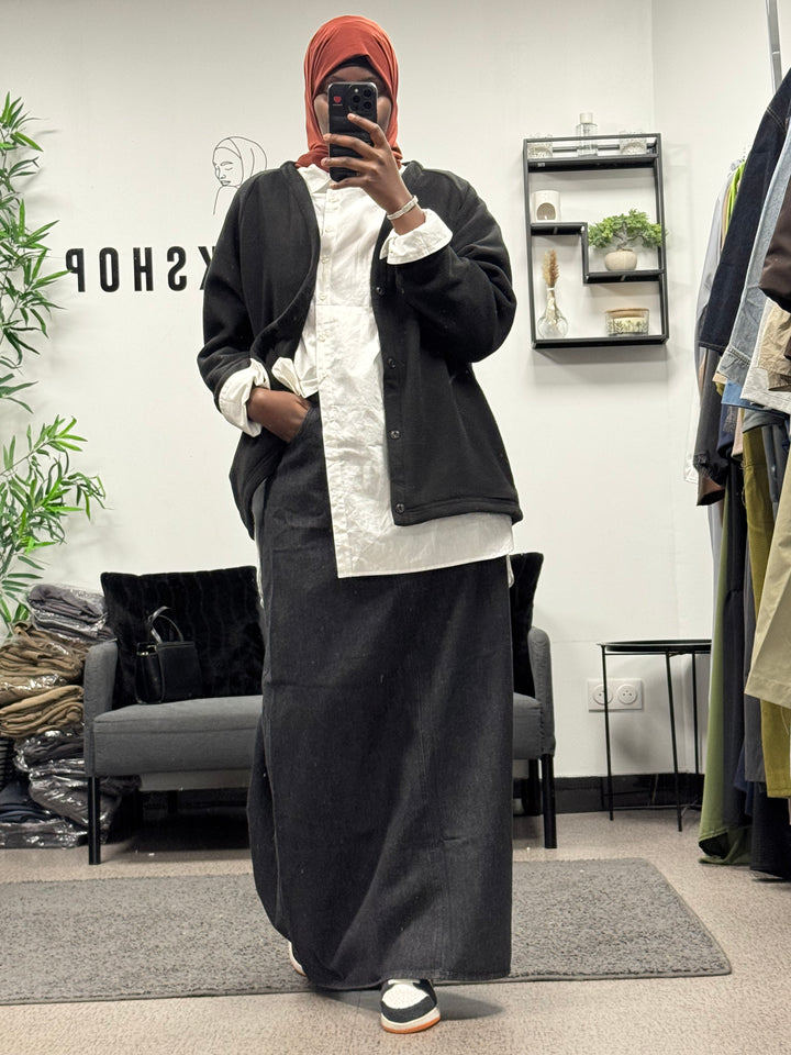 JUPE LONGUE EN JEAN NOIR