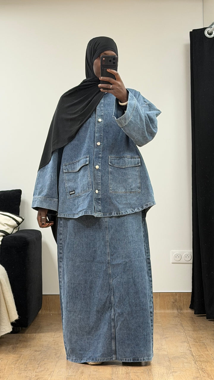 ENSEMBLE JUPE JEAN SIGNATURE