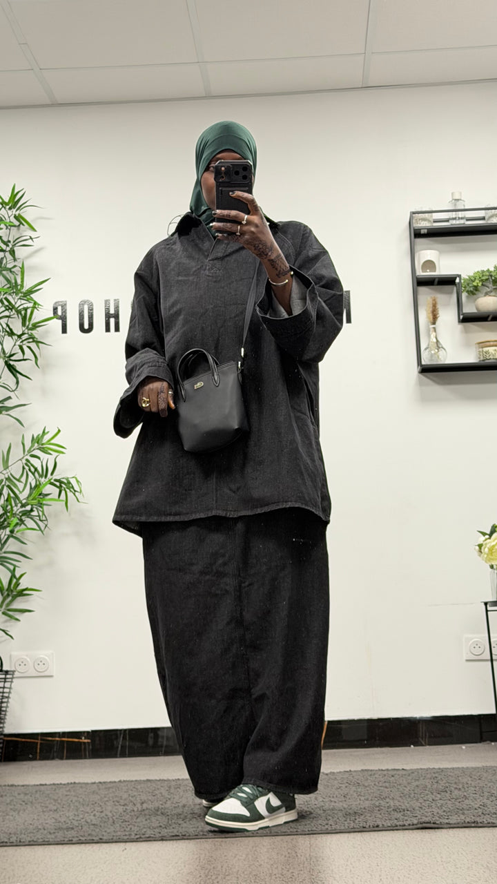 Ensemble jupe en jean noir