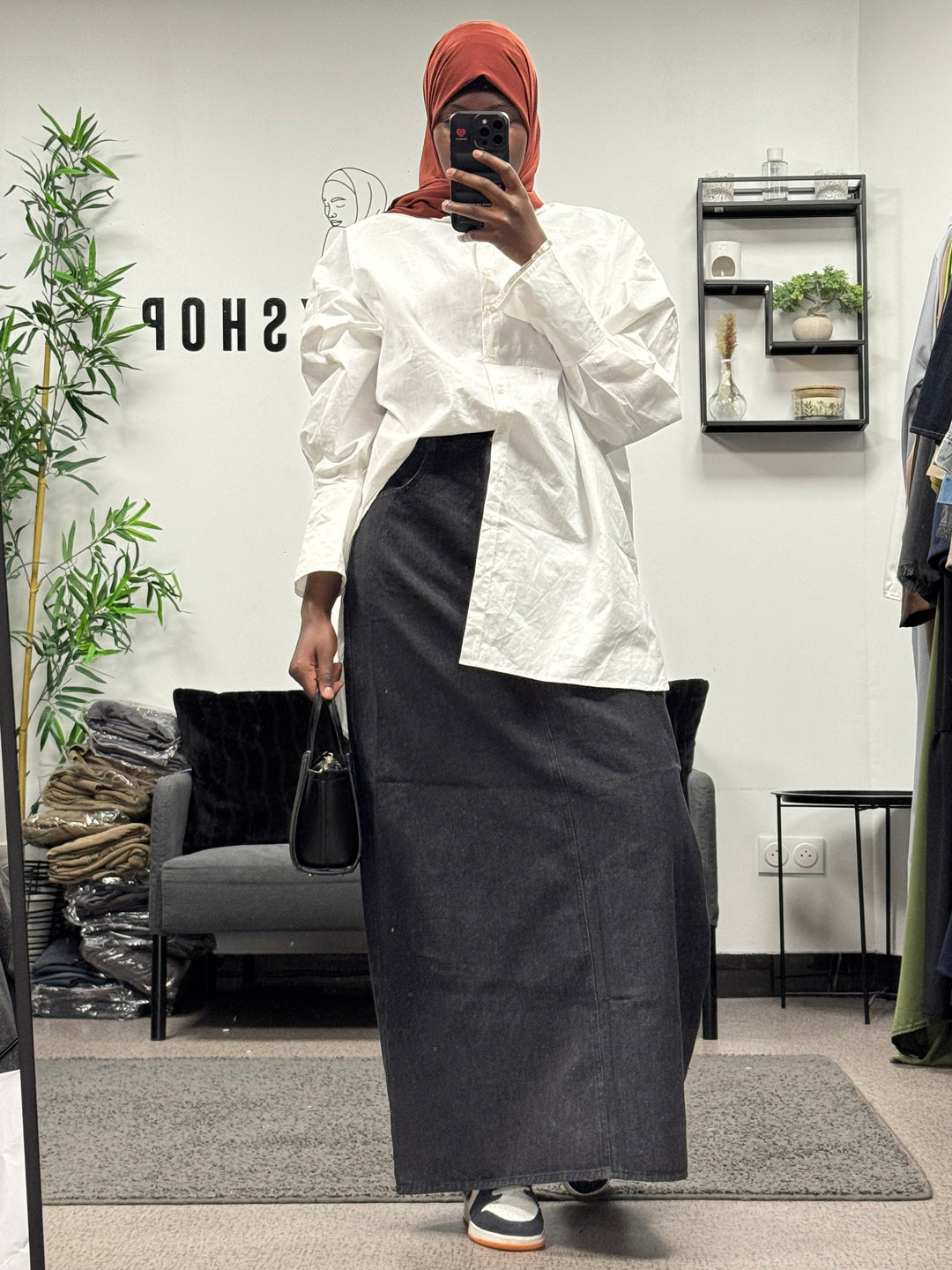 JUPE LONGUE EN JEAN NOIR