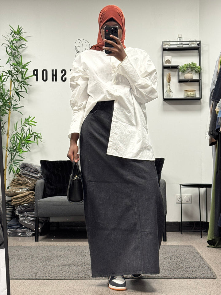 JUPE LONGUE EN JEAN NOIR