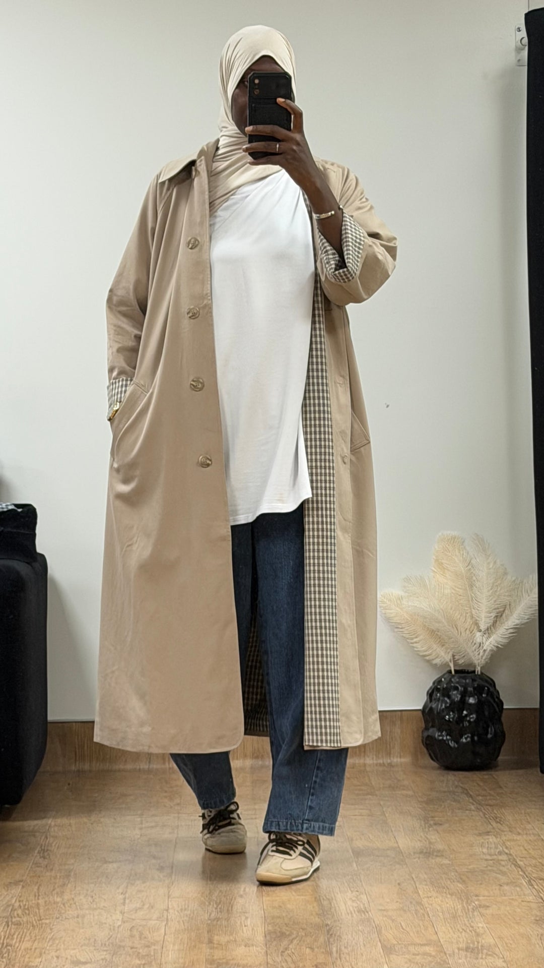 TRENCH LONG DOUBLURE CARREAUX