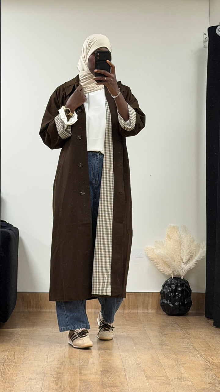 TRENCH LONG DOUBLURE CARREAUX