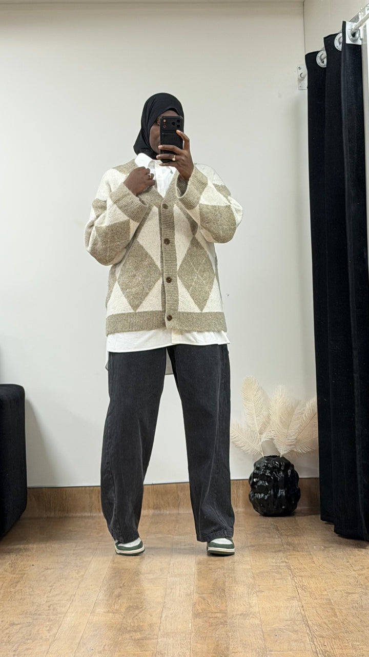 Cardigan bicolore à boutons