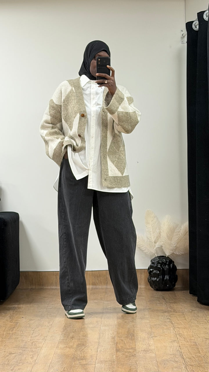 Cardigan bicolore à boutons