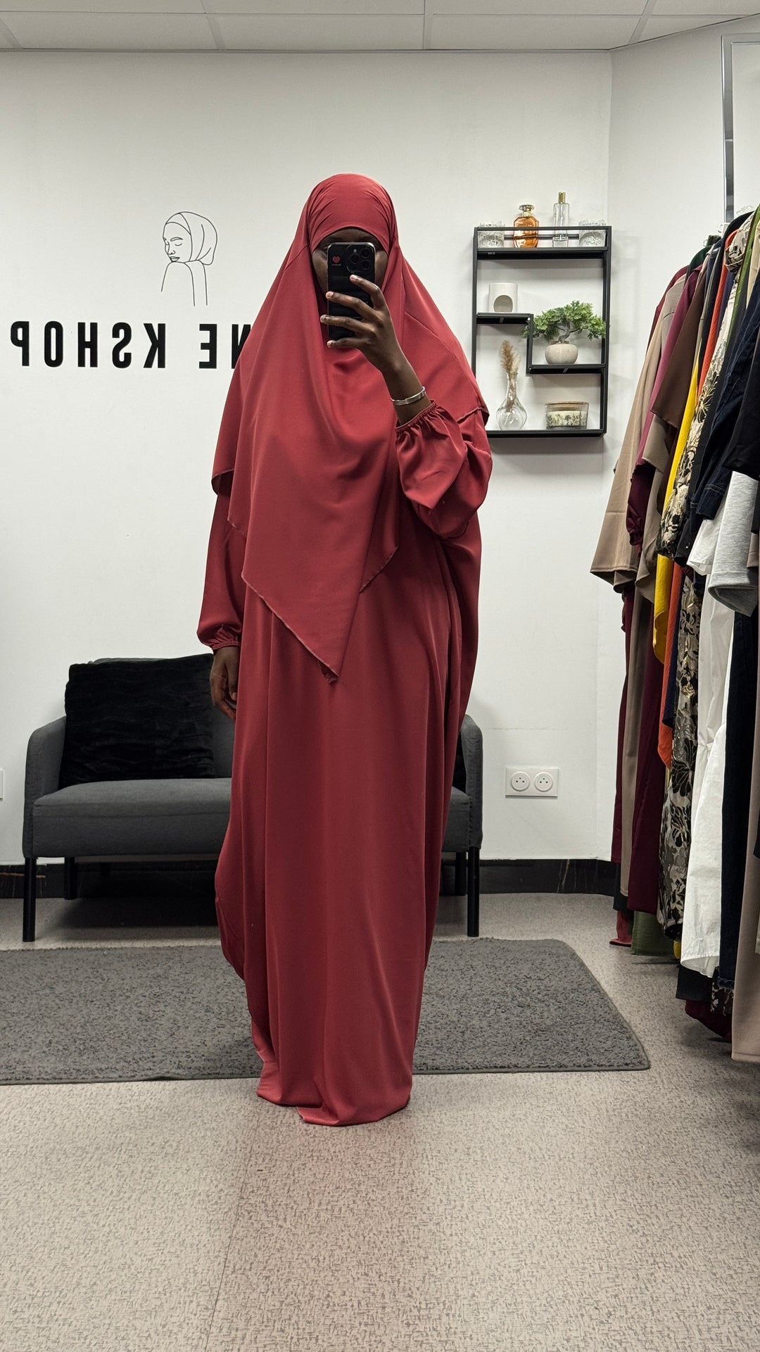 Robe & khimar en soie