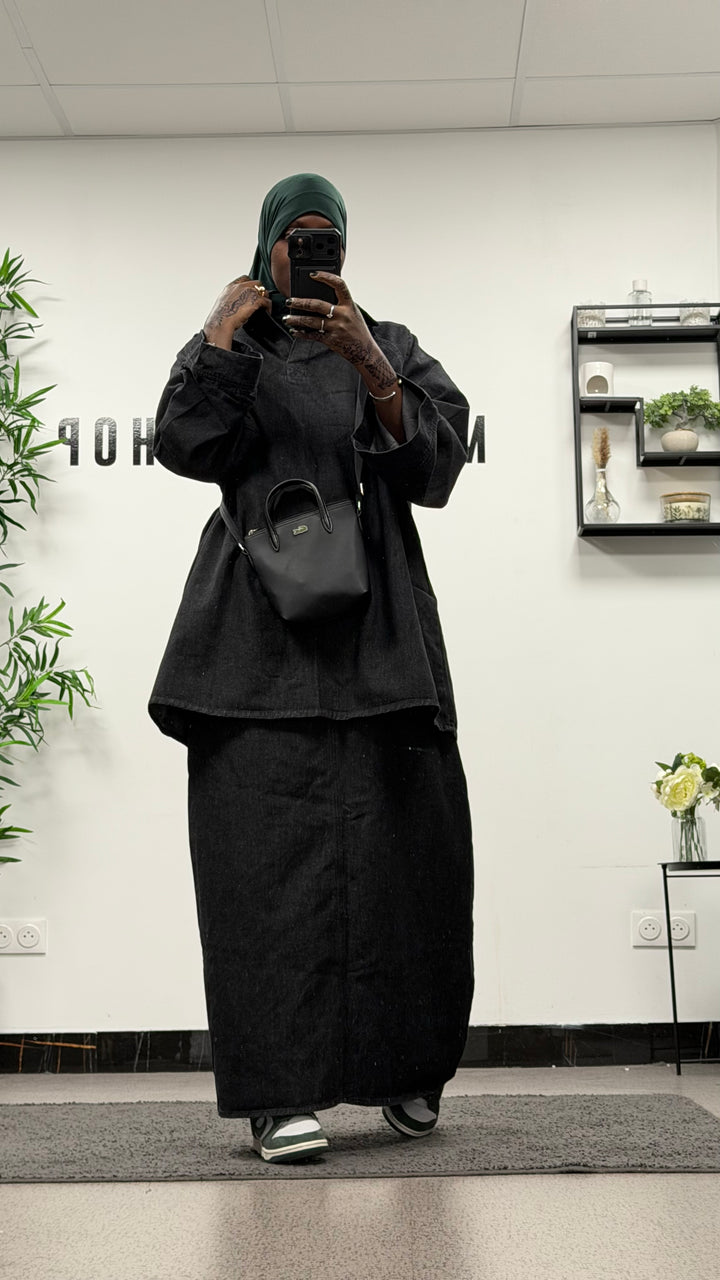 Ensemble jupe en jean noir