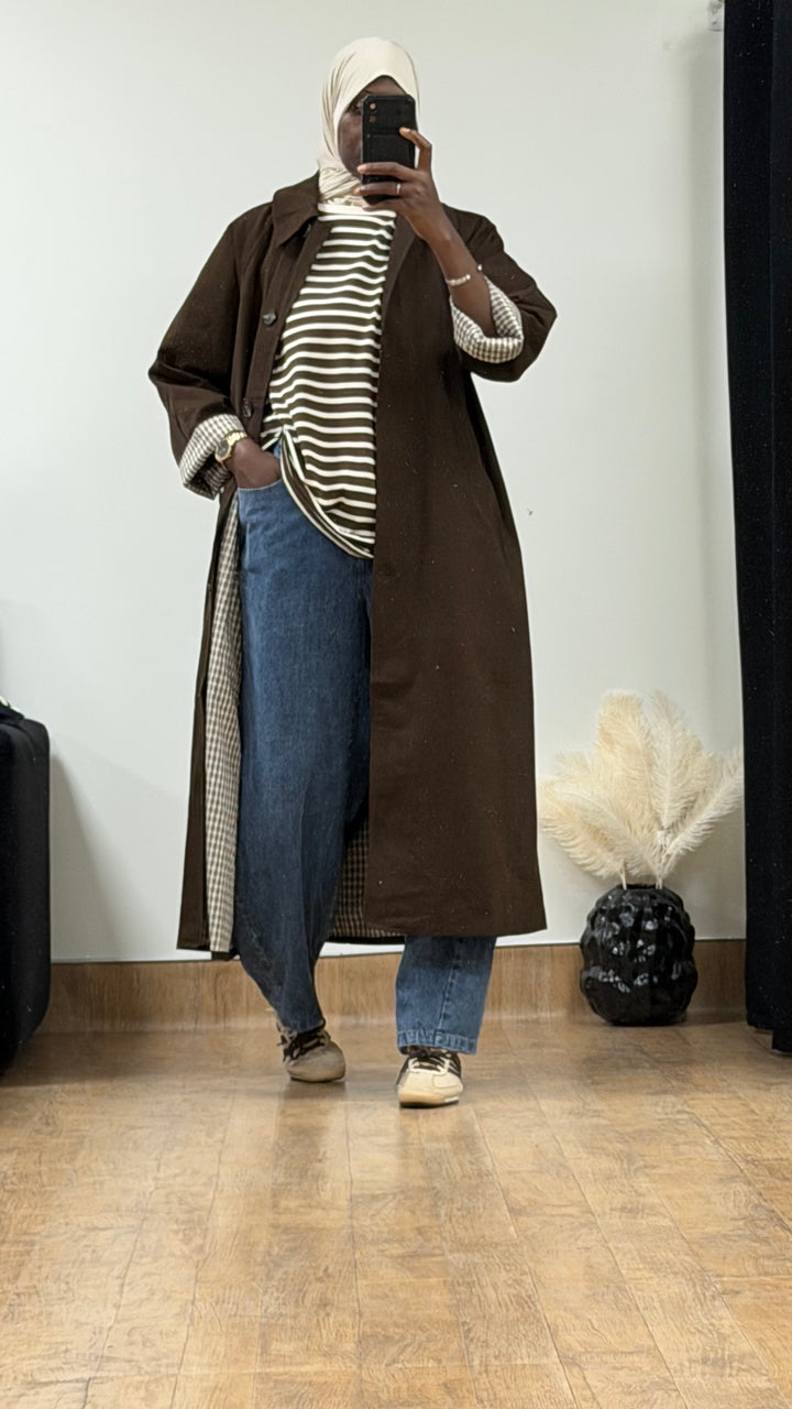 TRENCH LONG DOUBLURE CARREAUX