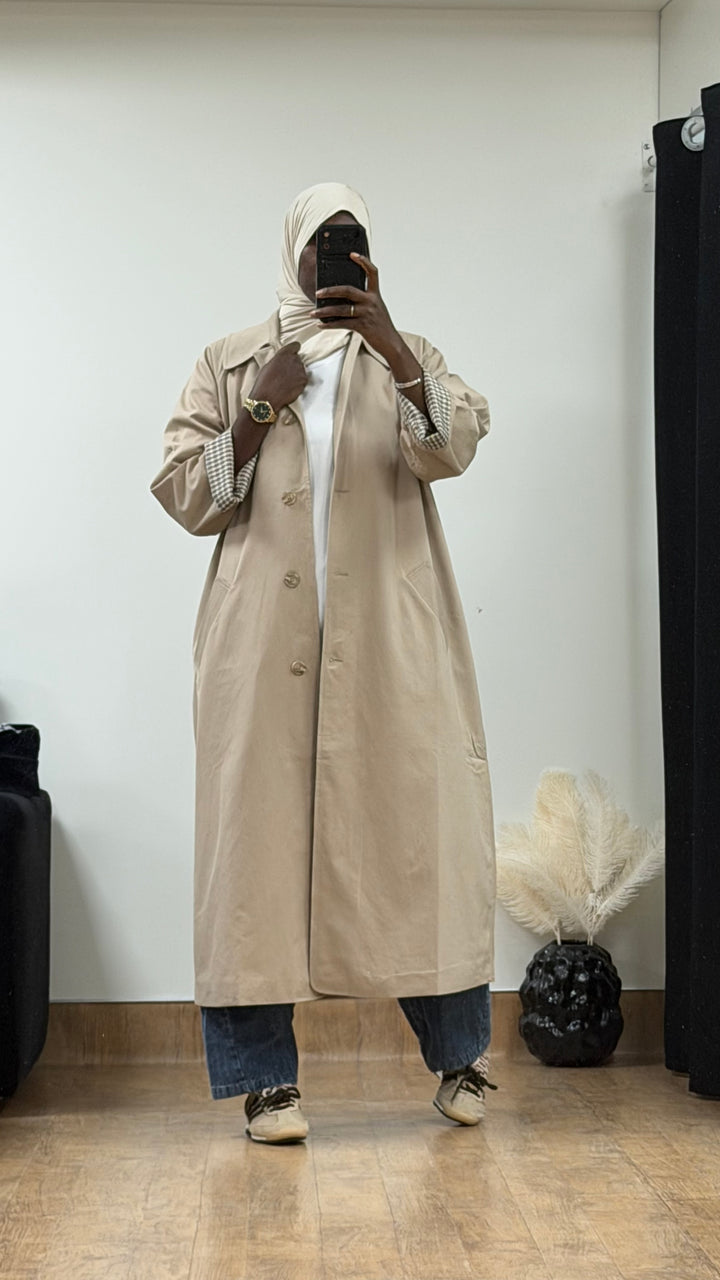 TRENCH LONG DOUBLURE CARREAUX