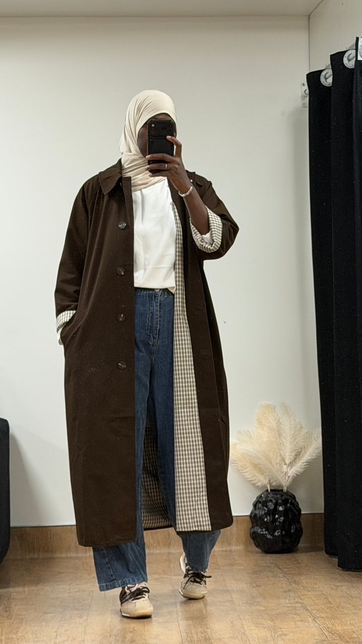 TRENCH LONG DOUBLURE CARREAUX