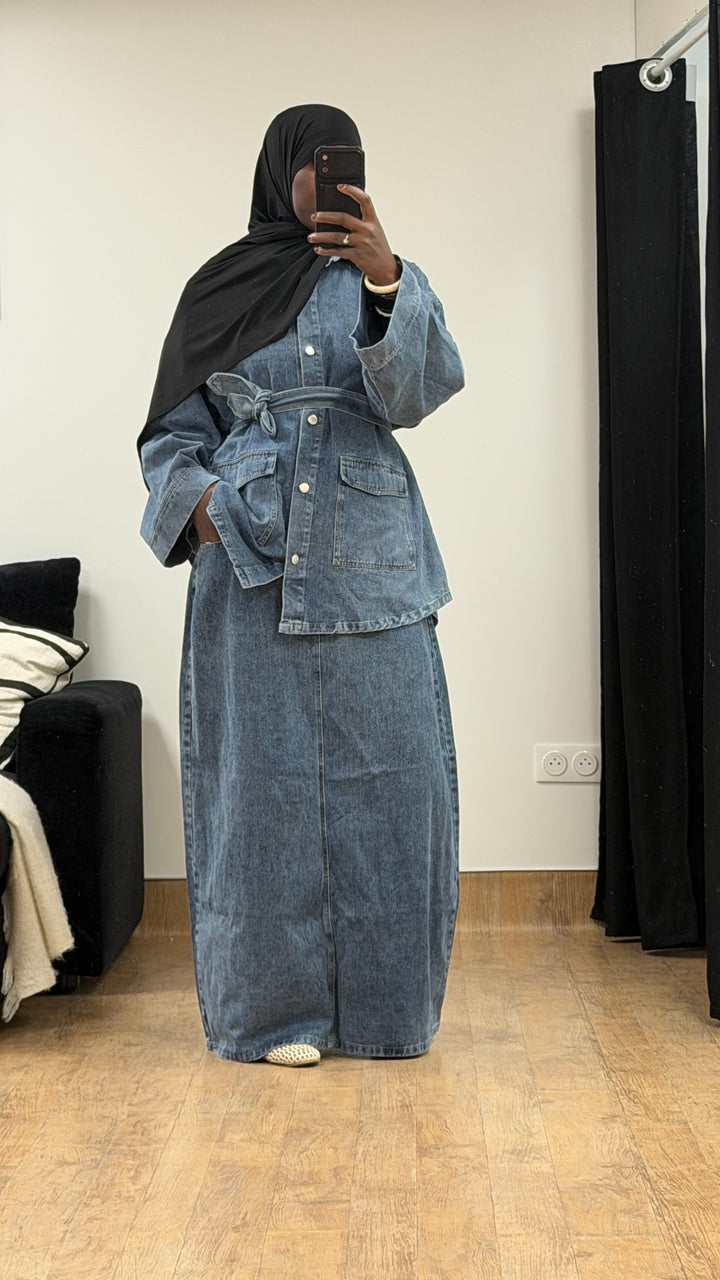 ENSEMBLE JUPE JEAN SIGNATURE