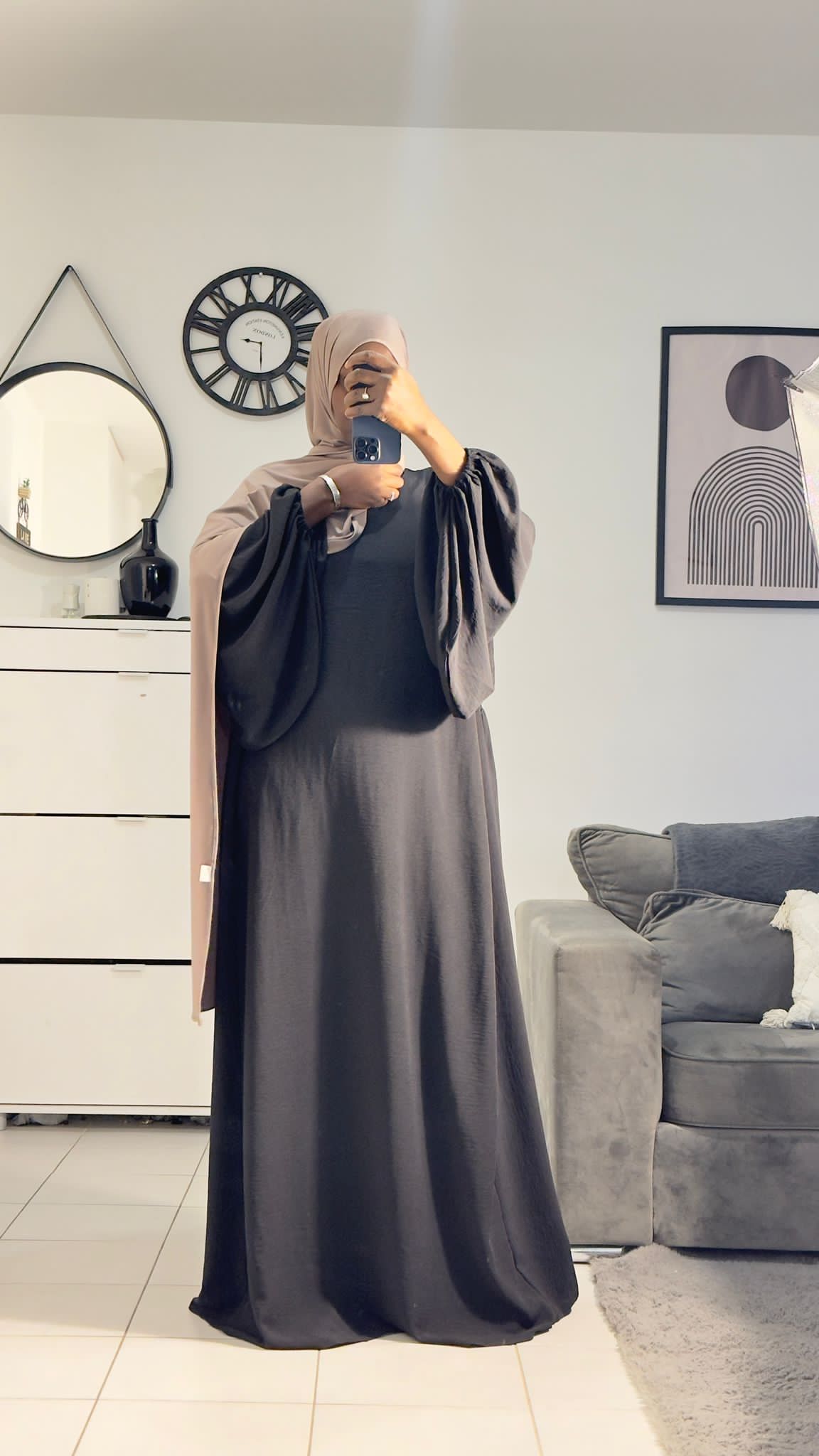 GladThink Femmes Musulman Manches Colrtes Et V Col Kaftan