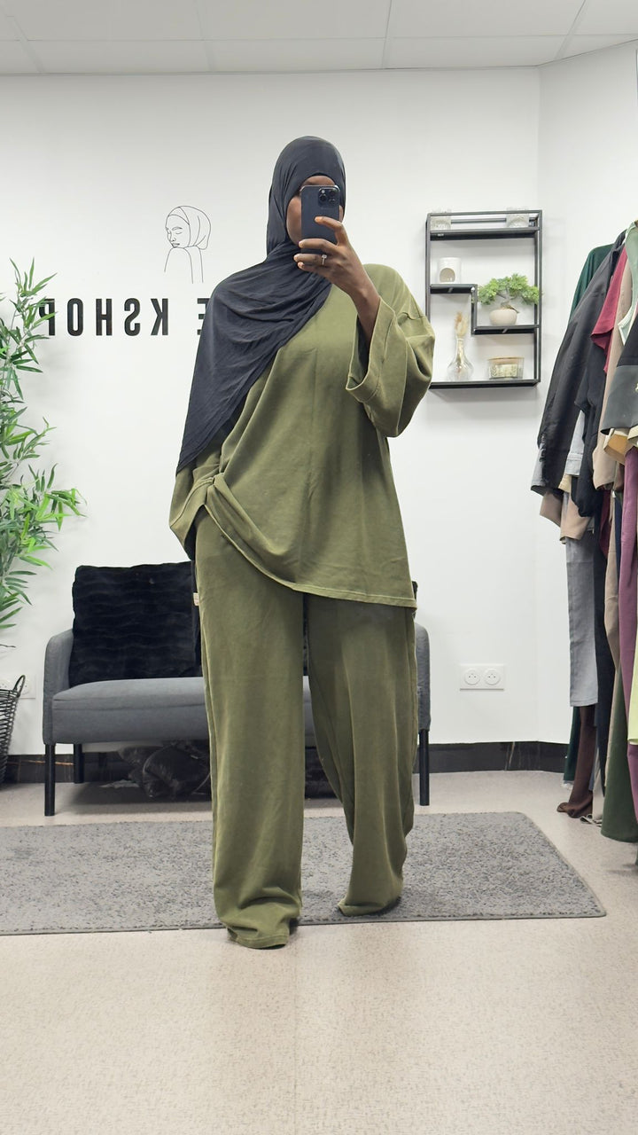 ENSEMBLE JOGGING PANTALON TISSU DÉLAVÉ