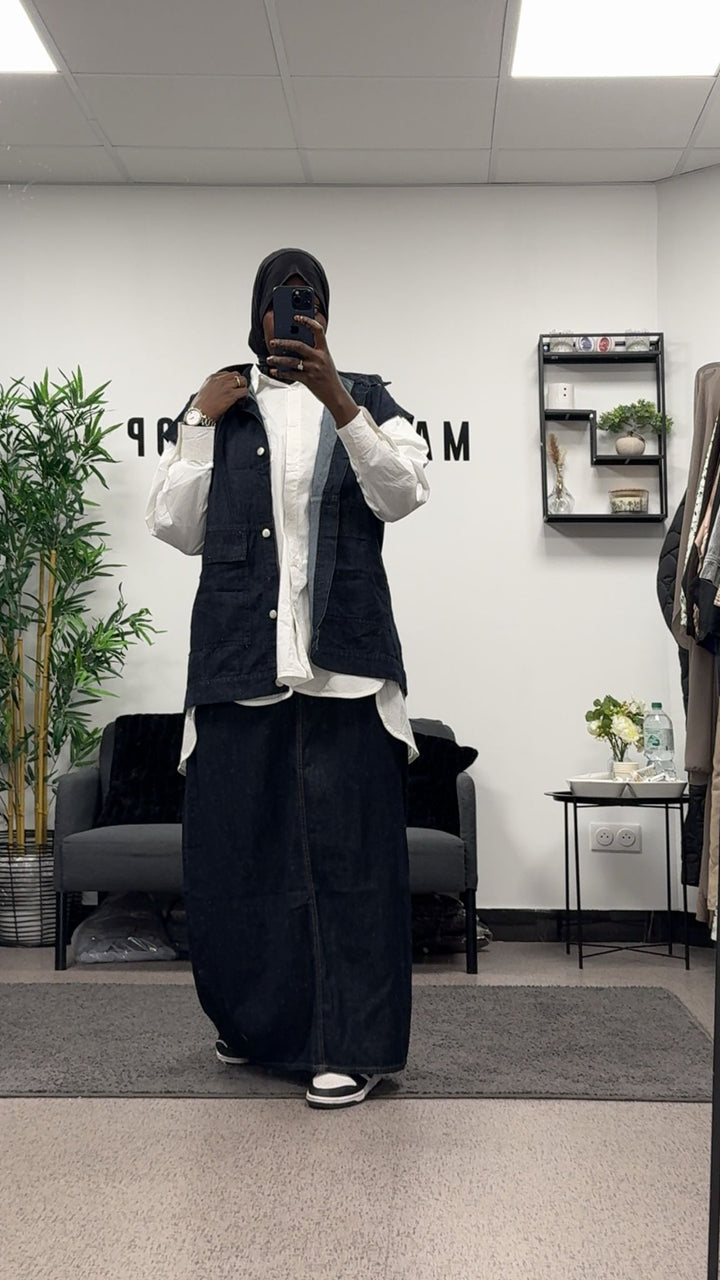 Gilet en jean mi-long
