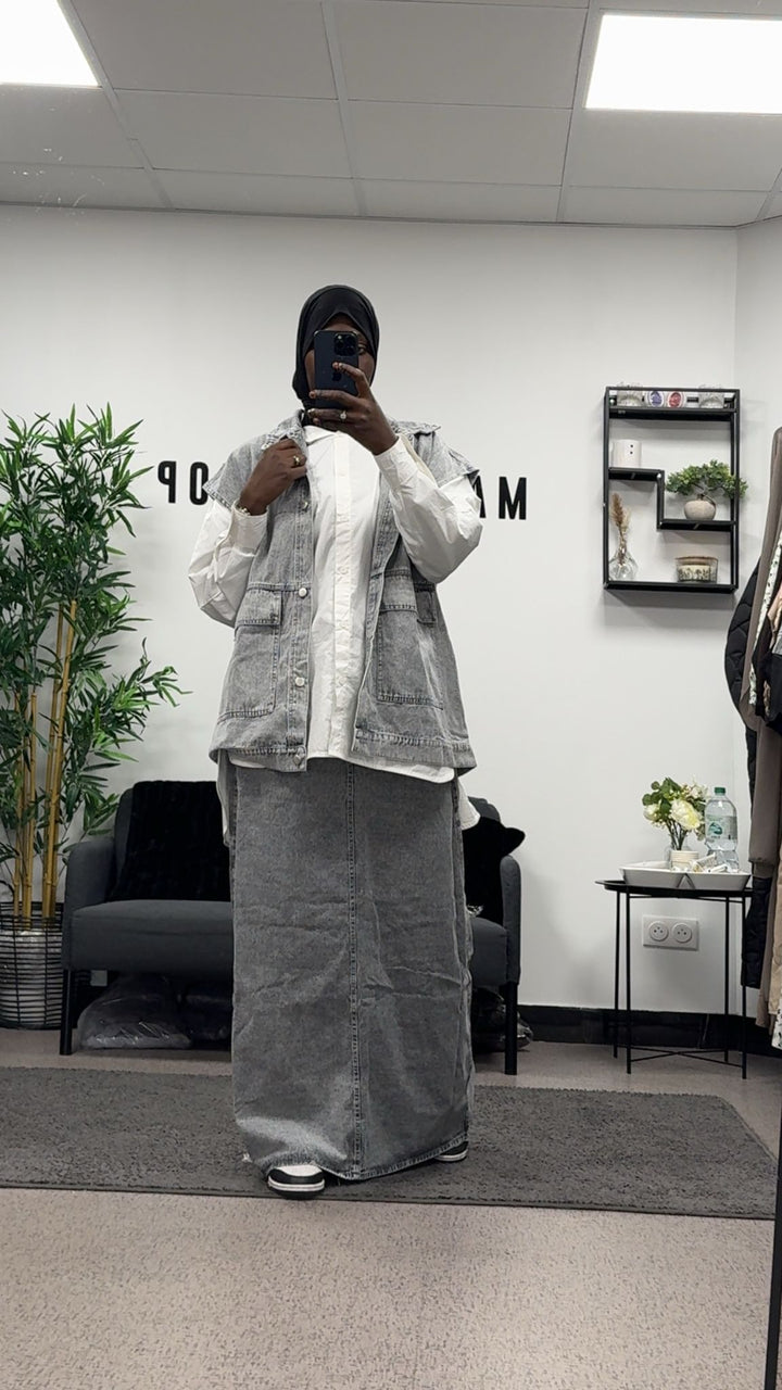 Gilet en jean mi-long