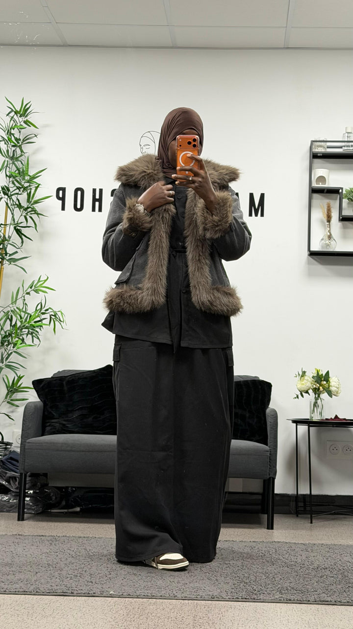 Veste jean & fourrure réversible