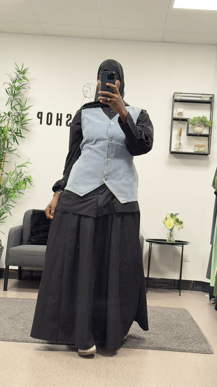 Gilet court sans manches en jean